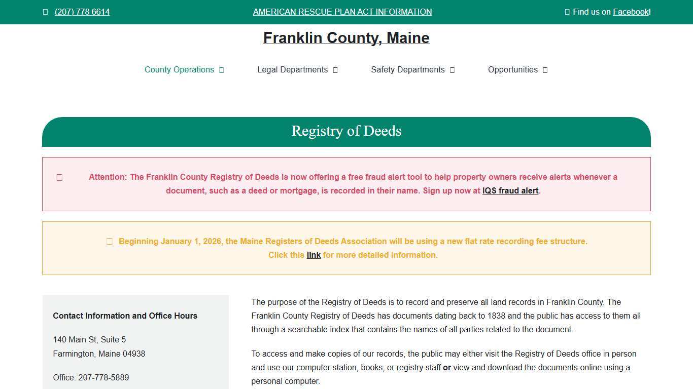 Registry of Deeds - Franklin County, Maine