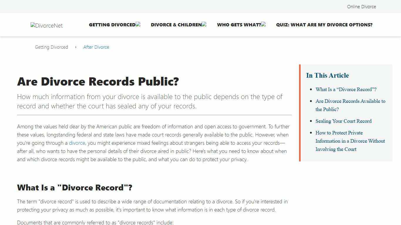 Are Divorce Records Public?